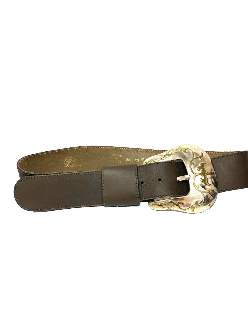 Jess Beverly Hills Paris Vintage Genuine Leather Belt 80 32 Greyish Brown